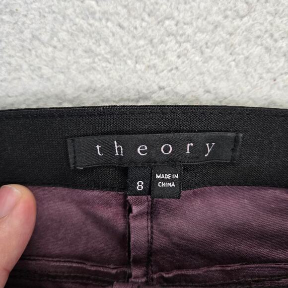 Theory Leggings Womens 8 IMA Maximus Lamb Leather Pants Purple Elastic Waist - Picture 2 of 11